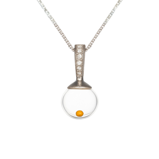 Mustard seed necklace, sterling silver with crystal inlay, faith, inspiration, encouragement, beveled chain