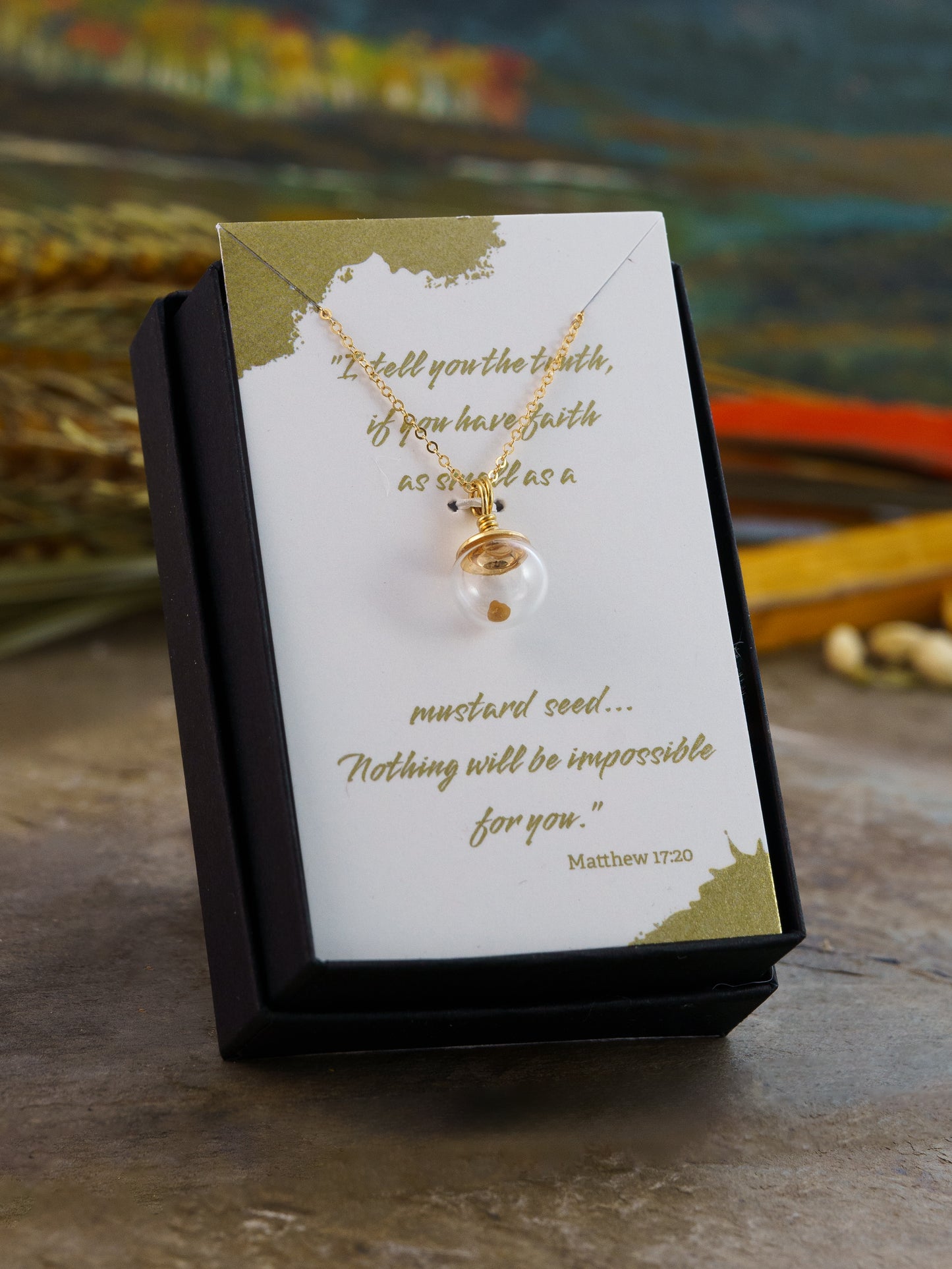 Gold Mustard Seed Necklace, Wire Wrapped, 10mm, 14K gold-filled, Christian faith jewelry, handmade gift, encouragement, inspiration, Mother's Day, graduation