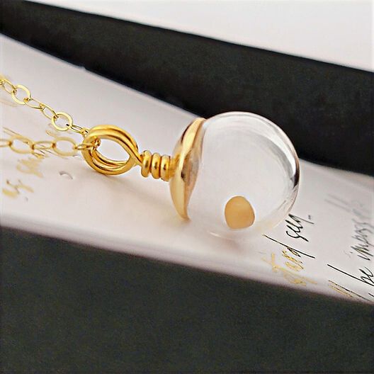 Gold Mustard Seed Necklace, Wire Wrapped, 10mm, 14K gold-filled, Christian faith jewelry, handmade gift, encouragement, inspiration, Mother's Day, graduation