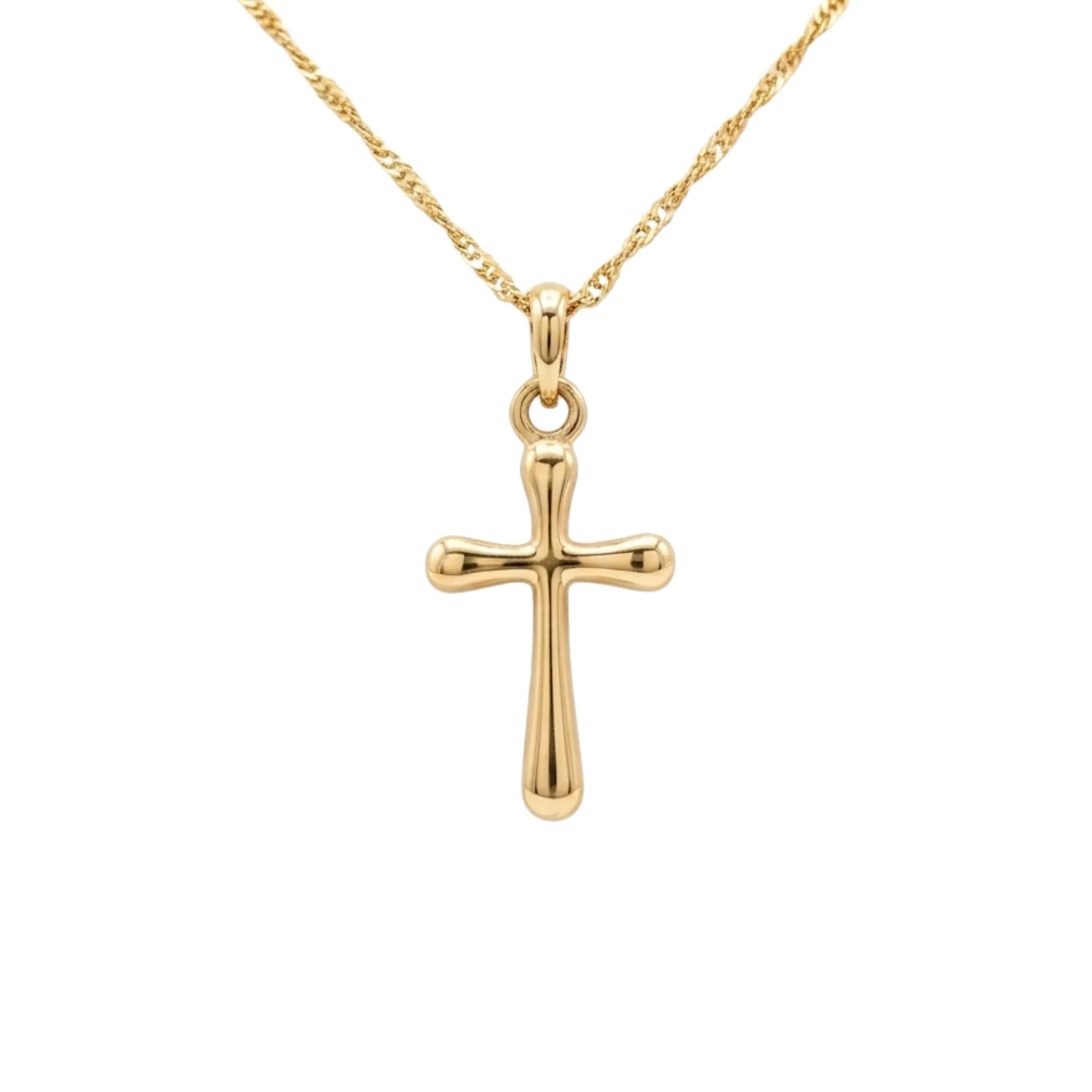 14k Gold Cross Charm Necklace