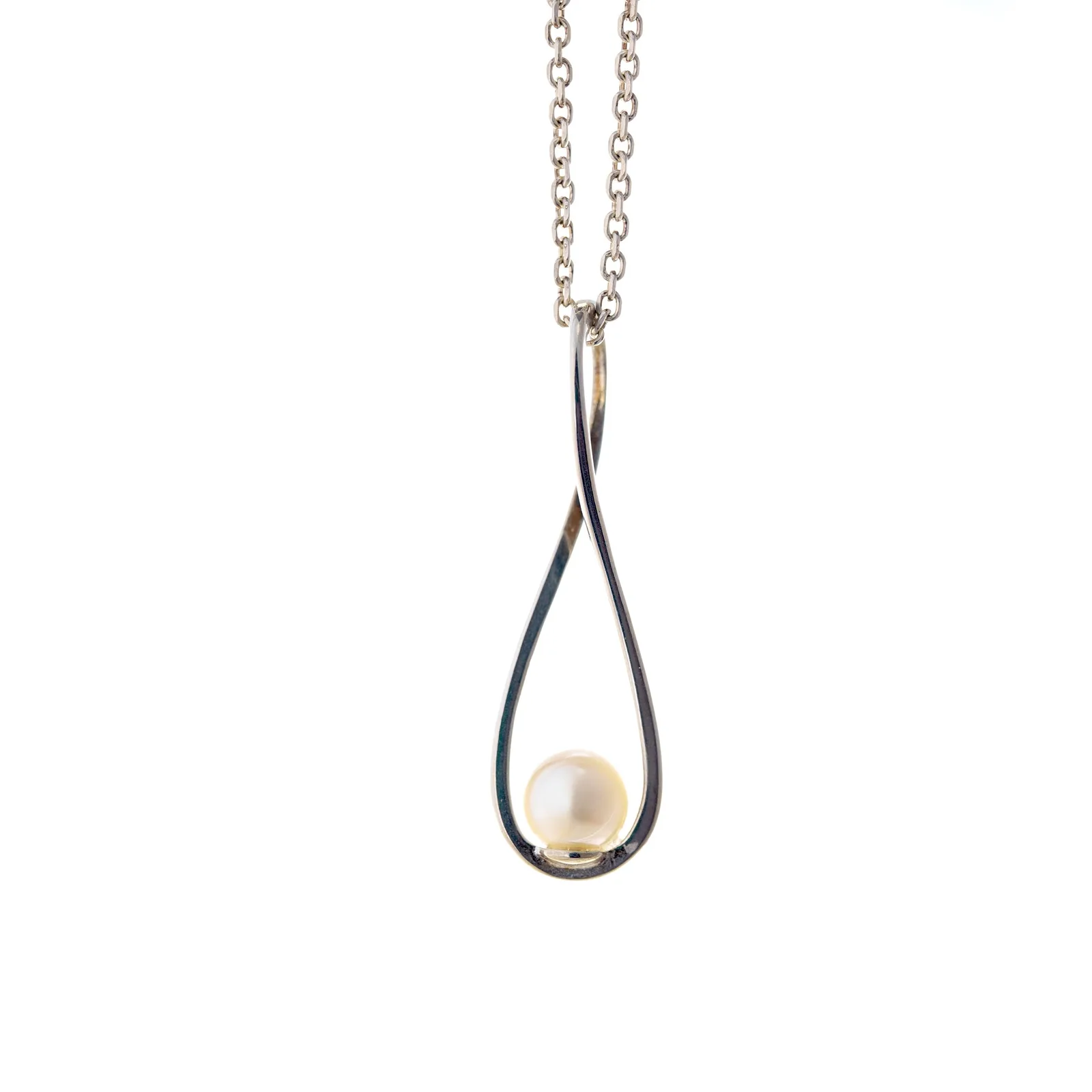 Sterling Silver Infinity Pearl Necklace