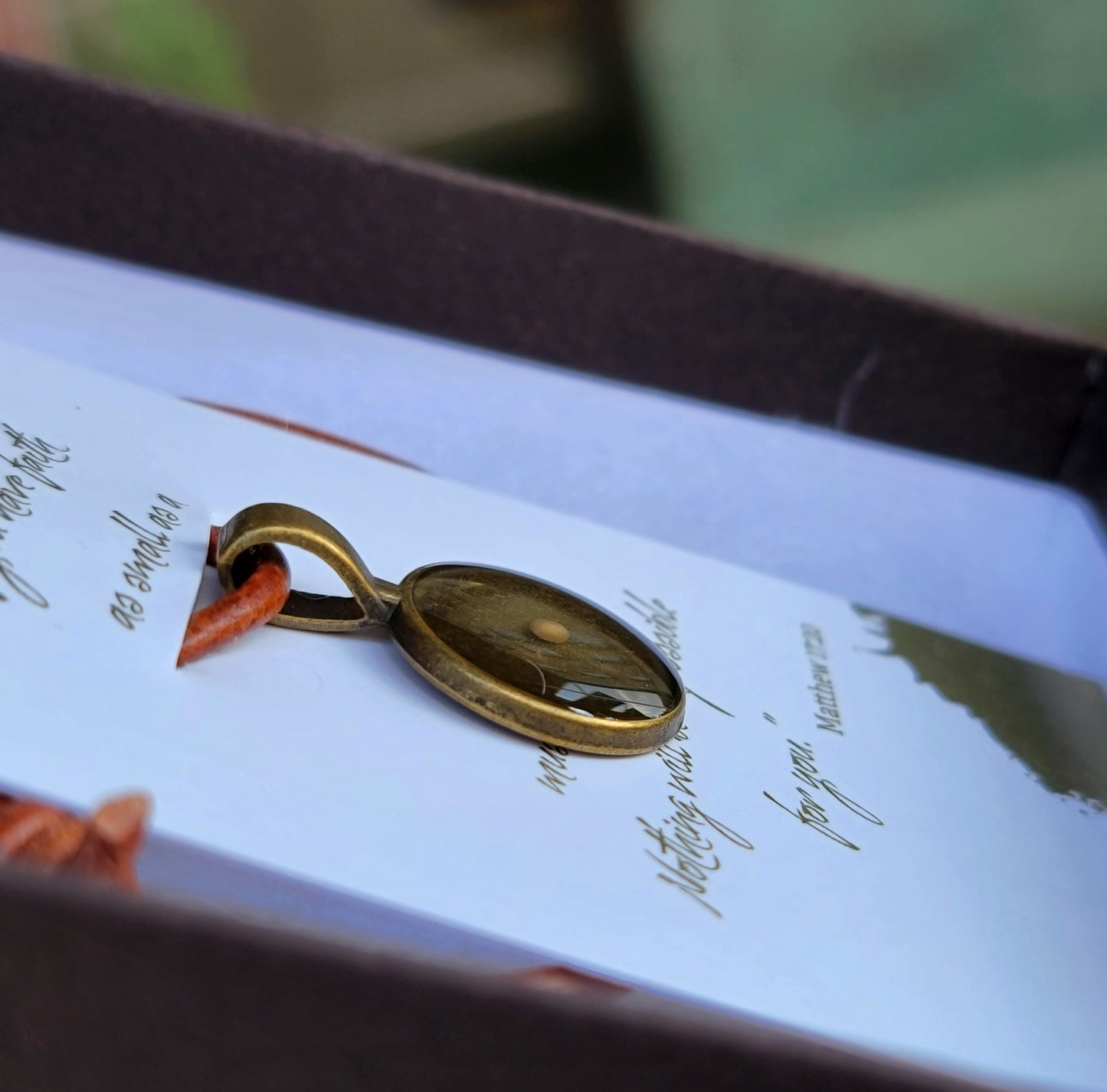 Wholesale ~ Bronze & Leather Mustard Seed Necklace