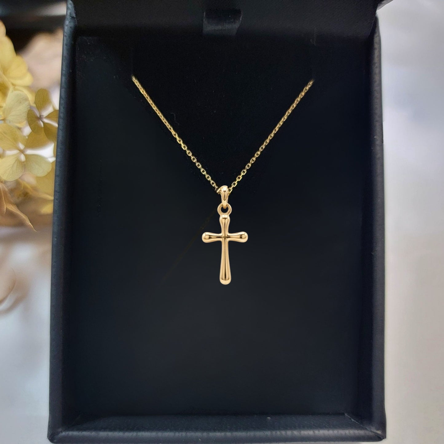 14k Gold Cross Charm Necklace, Petite Necklace for Women, Girls, Confirmation, Baptism, First Communion, Christian gift