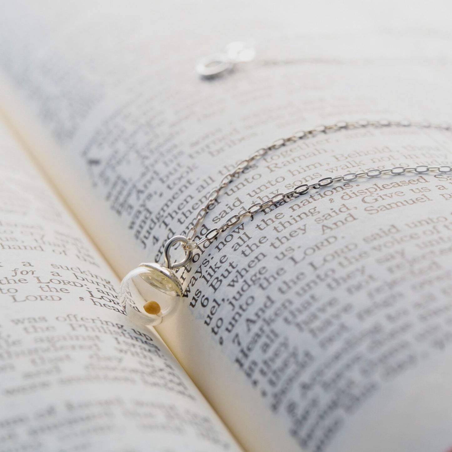 Mustard Seed Necklace, sterling silver, small 8mm for Children, Youth, Petite Women. Gift for Communion, Graduation, Baptism, Encouragement