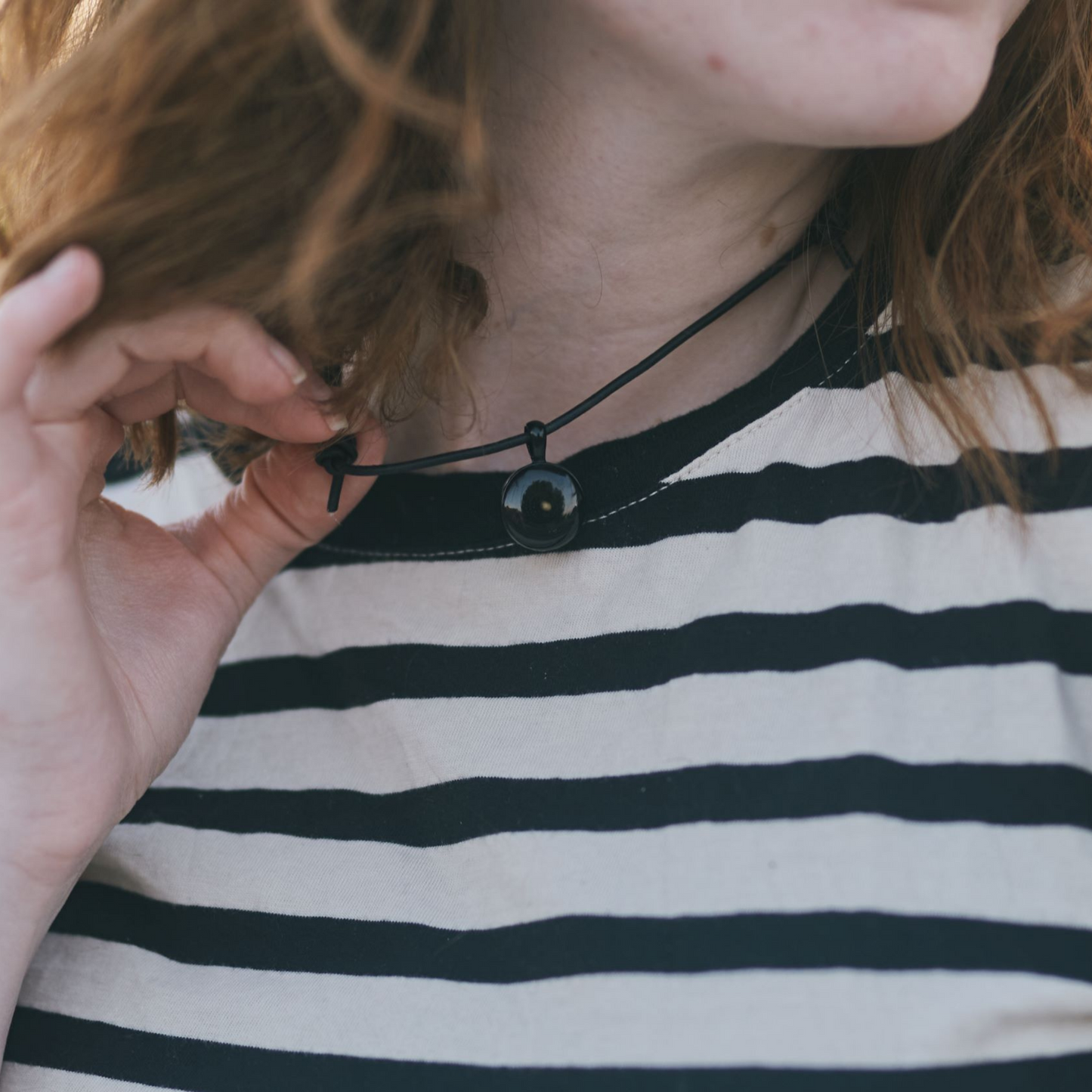 Mustard seed necklace for men or women in black gunmetal and resin, leather adjustable cord, necklace for Father's Day , faith, inspiration, baptism