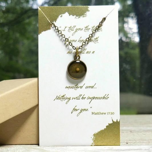 Mustard seed necklace,  Mustard Seed, Mustard Seed Faith,  Mustard Seed Charm Necklace, Inspirational jewelry, Encouragement, confirmation