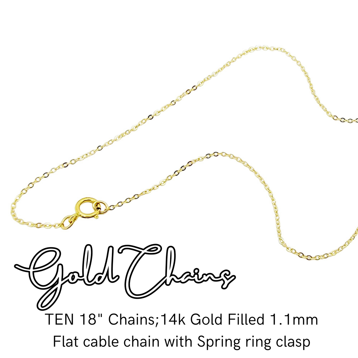 Wholesale Bulk Listing ~ 14K gold-filled cable chain, 1.1mm gold filled cable chain, spring ring clasp, Set of 5 or 10