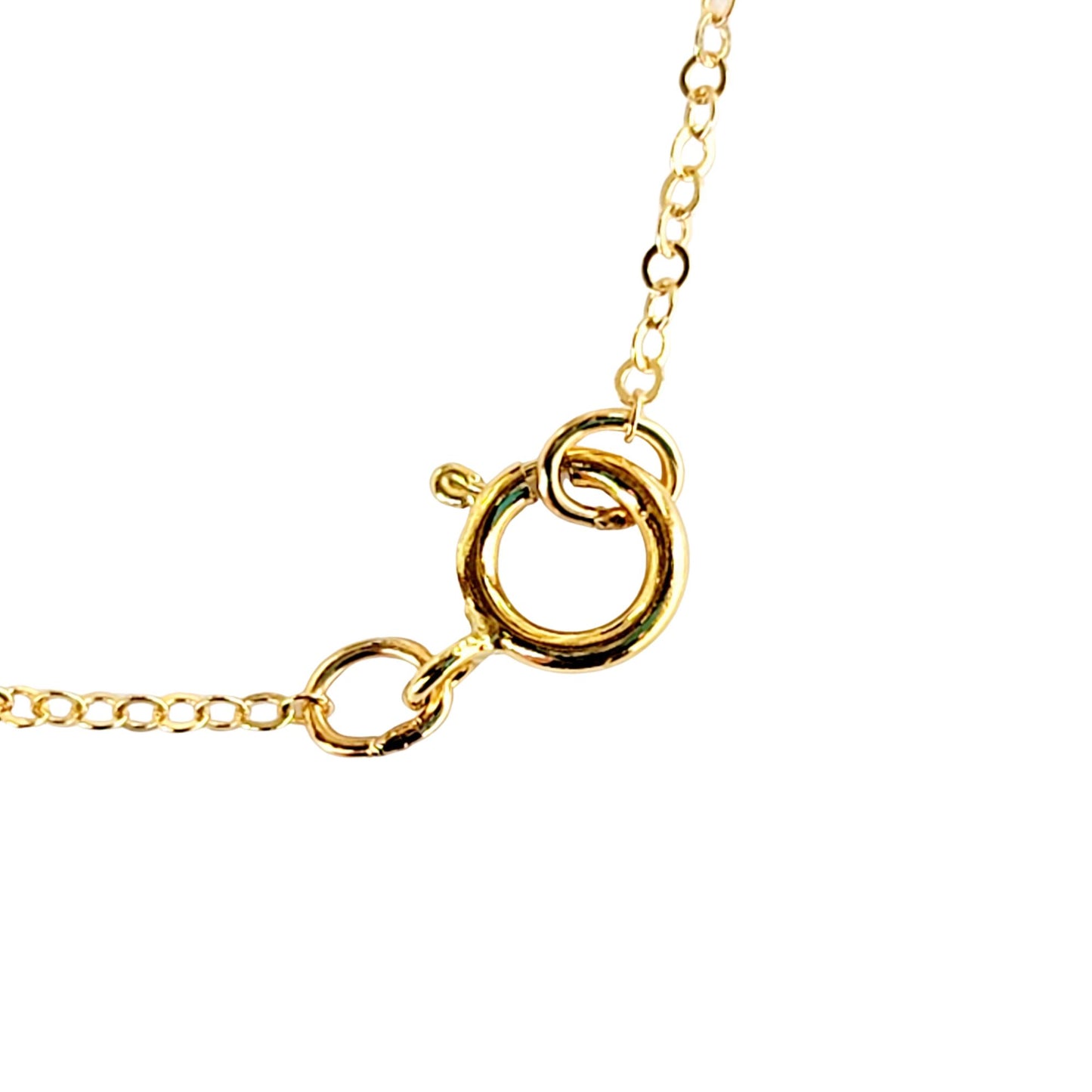 Your pendant will be strung onto a 14K gold-filled 1.1mm cable chain with a spring ring clasp.