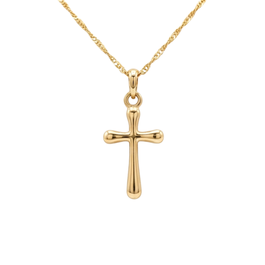 14k Gold Cross Charm Necklace, Petite Necklace for Women, Girls, Confirmation, Baptism, First Communion, Christian gift