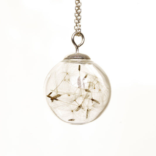 Dandelion seed necklace, Real dandelion, Sterling silver adjustable chain, Gift for her, Spring wardrobe, Wish necklace, botanical necklace, wildflower necklace, Good luck gift