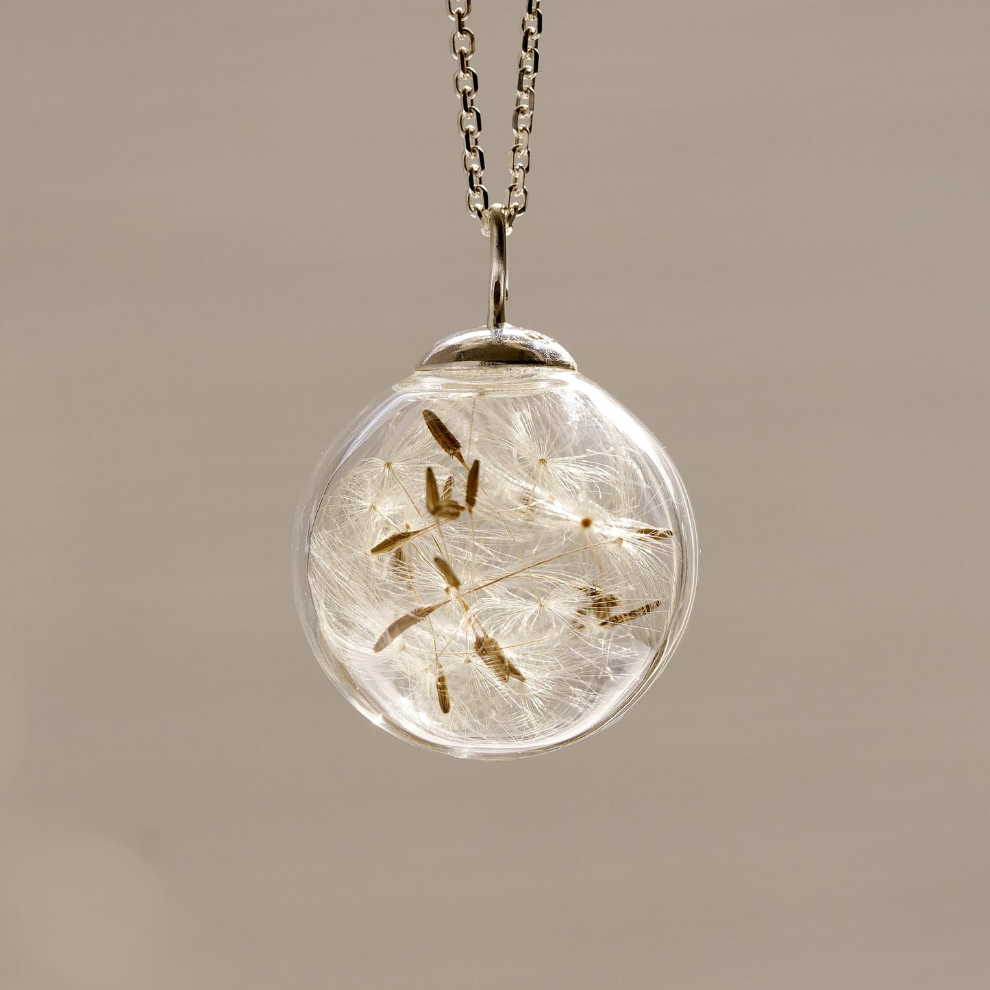 Dandelion Seed Wish CHARM ONLY, hand made botanical wildflower charm in sterling silver