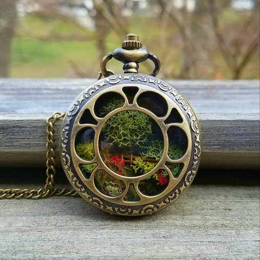 23rd Psalm Pocket Watch Terrarium Necklace by Boomdyada. "He makes me lie down in green pastures", Terrarium Necklace, Scripture Necklace