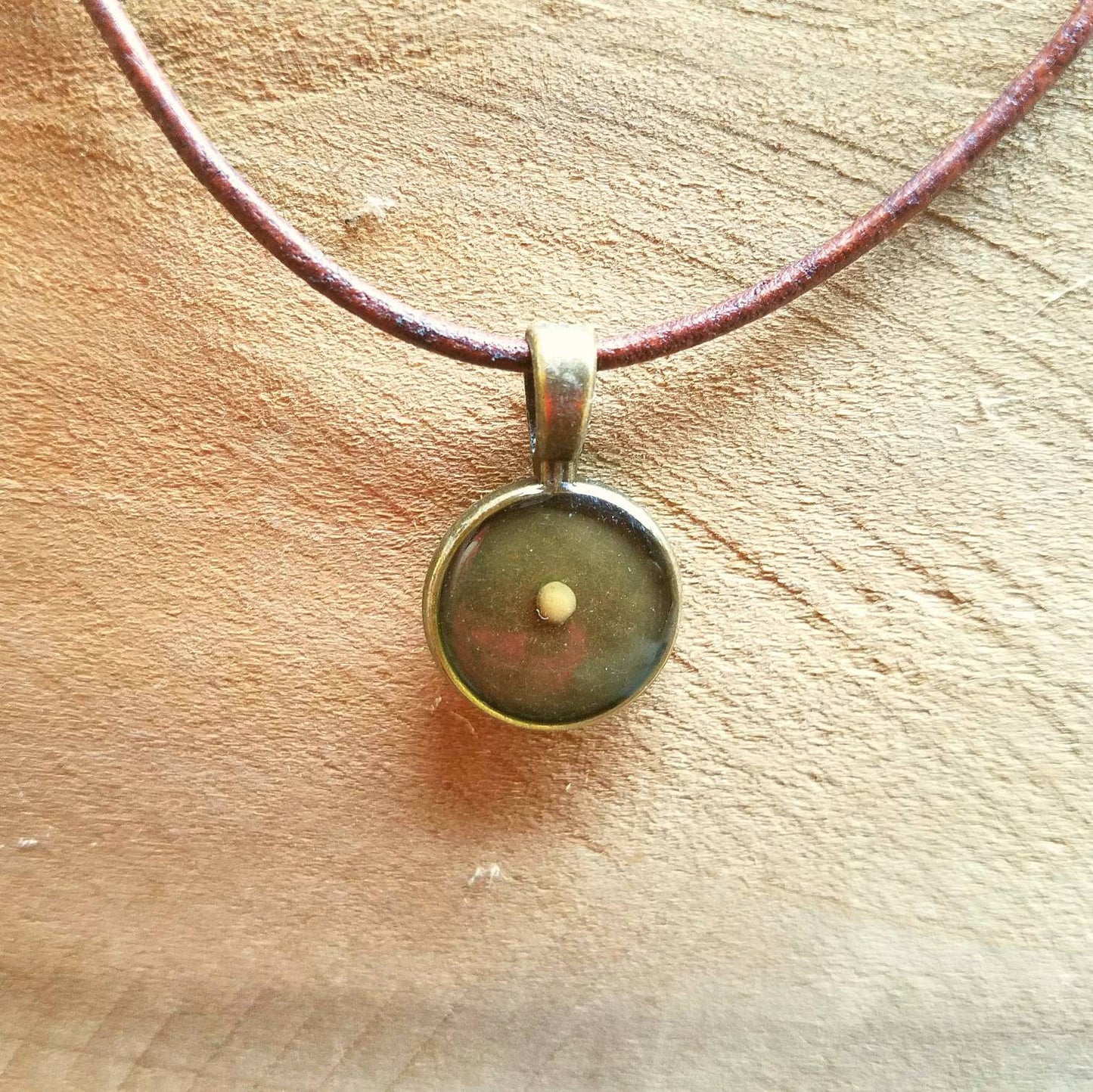 Mustard Seed Necklace for Men or Women, Adjustable Distressed Leather Cord, Bronze Pendant, Faith, Father's Day, Easter, Graduation