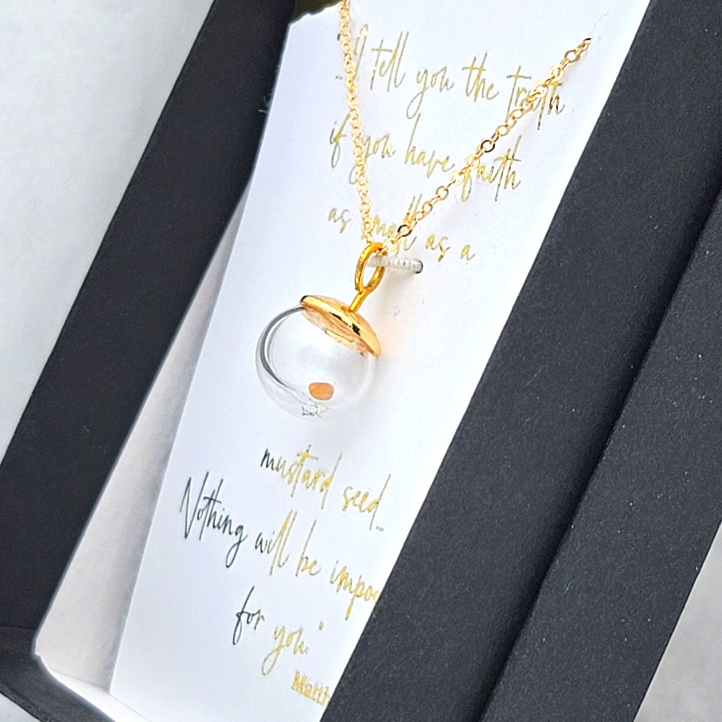 Mustard Seed Necklace in Gold, 10mm, 14K gold-filled, Faith Jewelry, Inspiration, Encouragement, Easter, Mother's Day